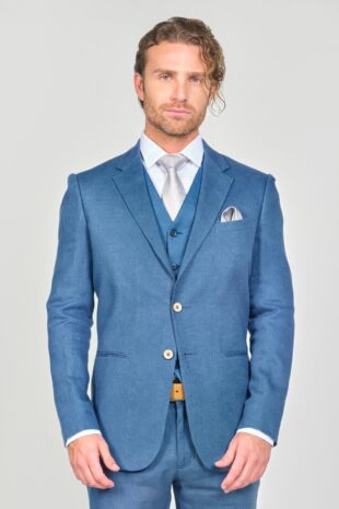 Traje Formal Sobre Medida Lino Azul Spark