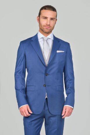 Traje Formal Sobre Medida Paño Tropical Azul Indigo