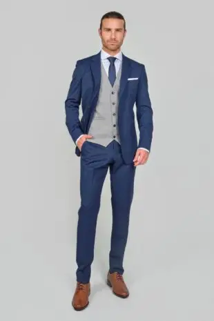 Traje Formal Sobre Medida Paño Tropical Fil & Fil Azul