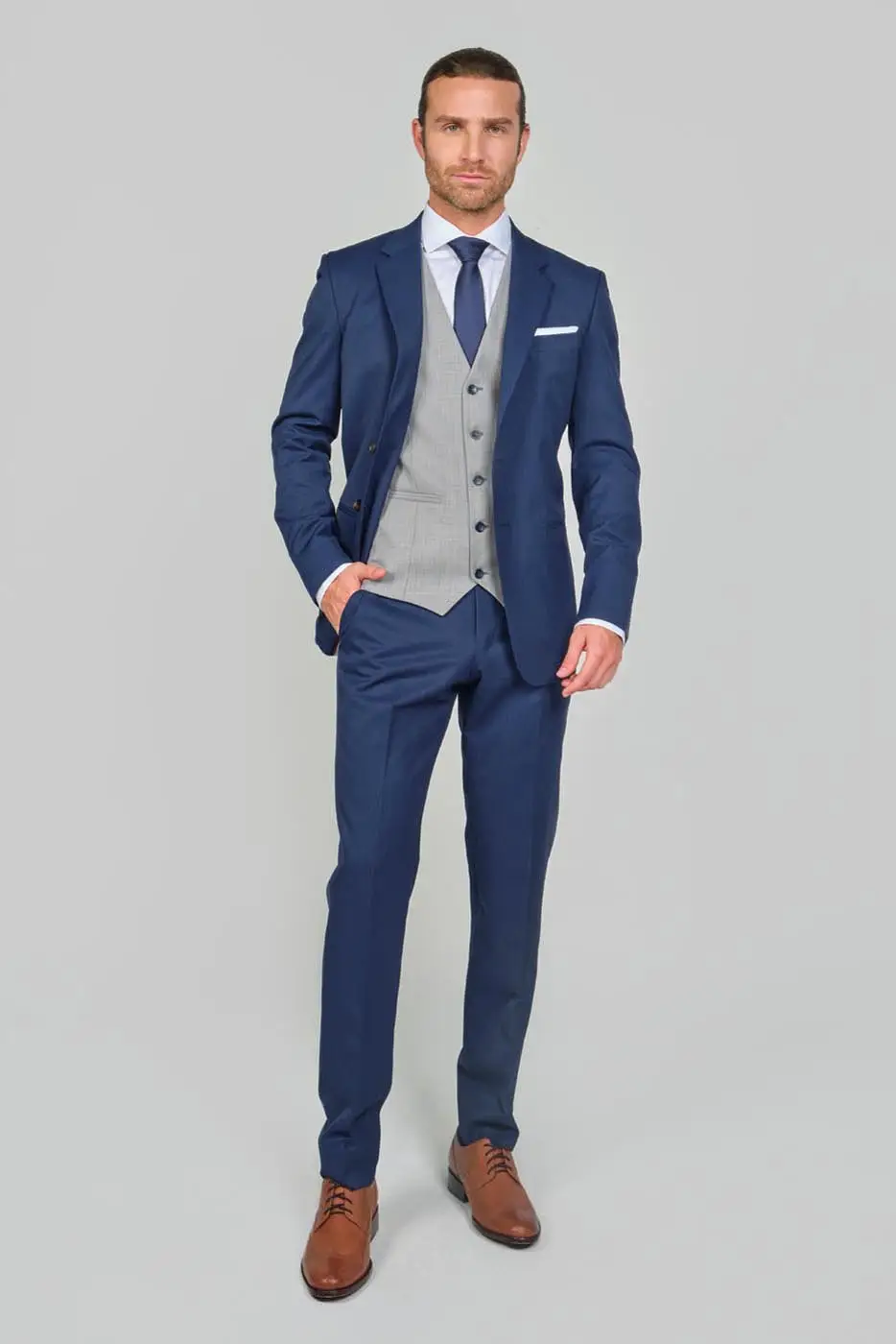 Traje Formal Sobre Medida Paño Tropical Fil & Fil Azul