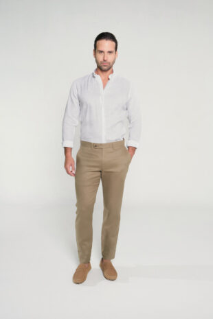 Pantalón Slim Lino Olive