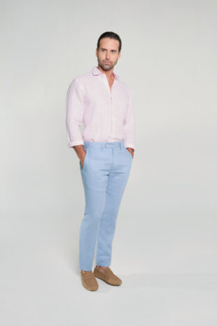 Pantalón Slim Lino Azul Sky Way