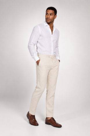 Pantalón Slim Fit Lino Bolivia Arena Rayas
