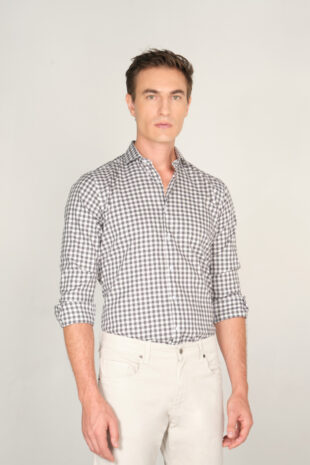 Camisa Classic Algodón Grey Cuadros