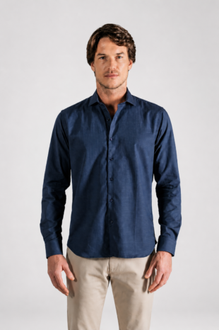 Camisa Classic Algodón Azul Mini Print