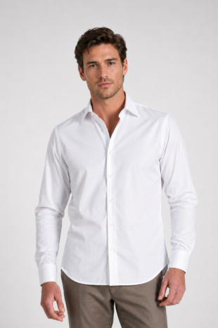 Camisa Classic Algodón Blanco Piqué