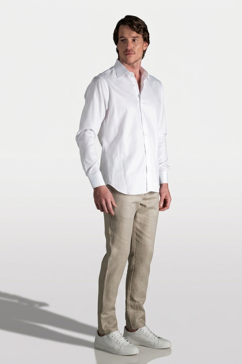 Pantalón Slim Lino Verde Aloe