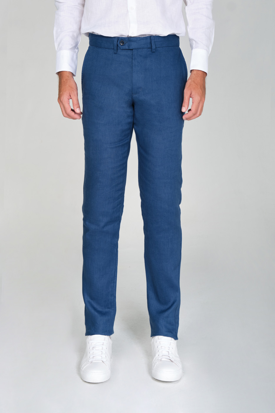 Pantalón Traje Slim Fit 100% Lino Azul Spark