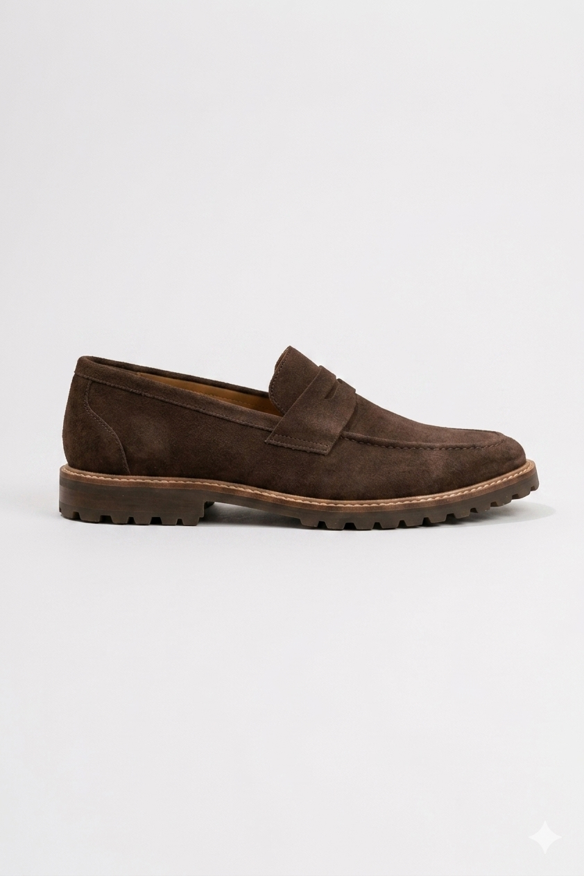 Mocasín Nobuck marrón de Rafael Cure para hombre en 100% cuero. Suave, resistente y de acabado premium, con suela tipo tractor que brinda tracción y estabilidad. Interior en cuero para mayor confort y transpirabilidad. Ideal para un look casual moderno y versátil.