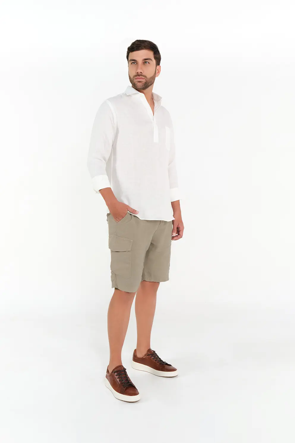Bermuda Cargo Slim Fit 100% Beige Oscuro