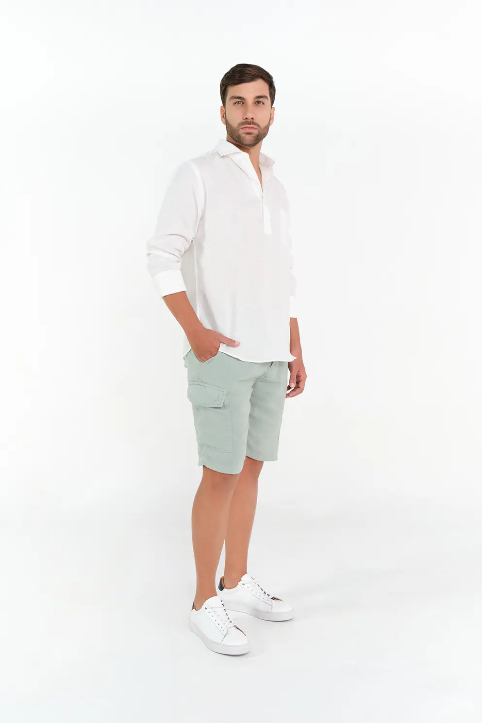 Bermuda Cargo Slim Fit 100% Verde