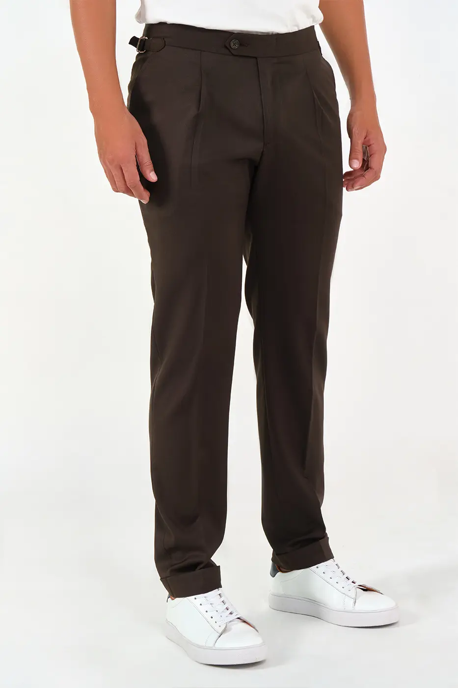 Pantalón Gabardina Classic Fit 100% Lana café Oscuro