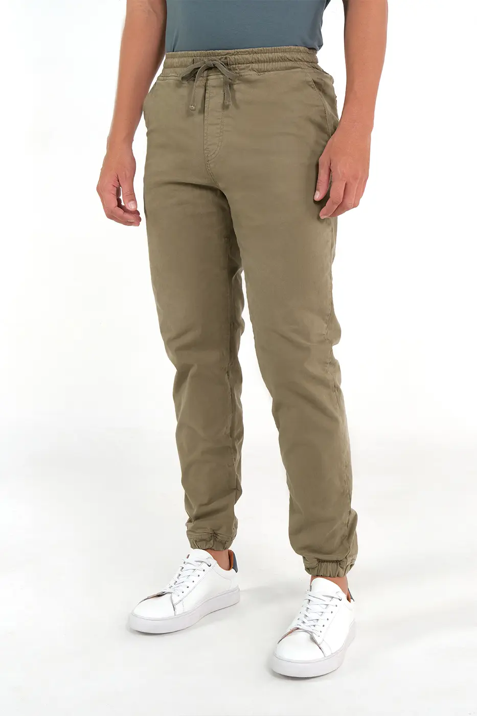 Pantalón Jogger Slim Fit Mezcla Algodón Verde Grafito