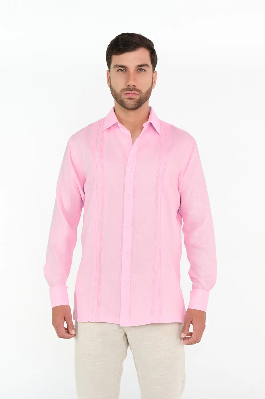 Guayabera Classic Fit 100% Lino Rosado