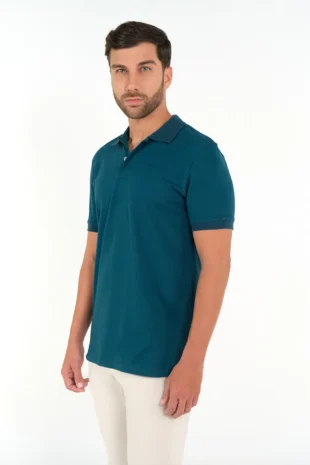 Camiseta Polo 100% Algodón Azul Petróleo
