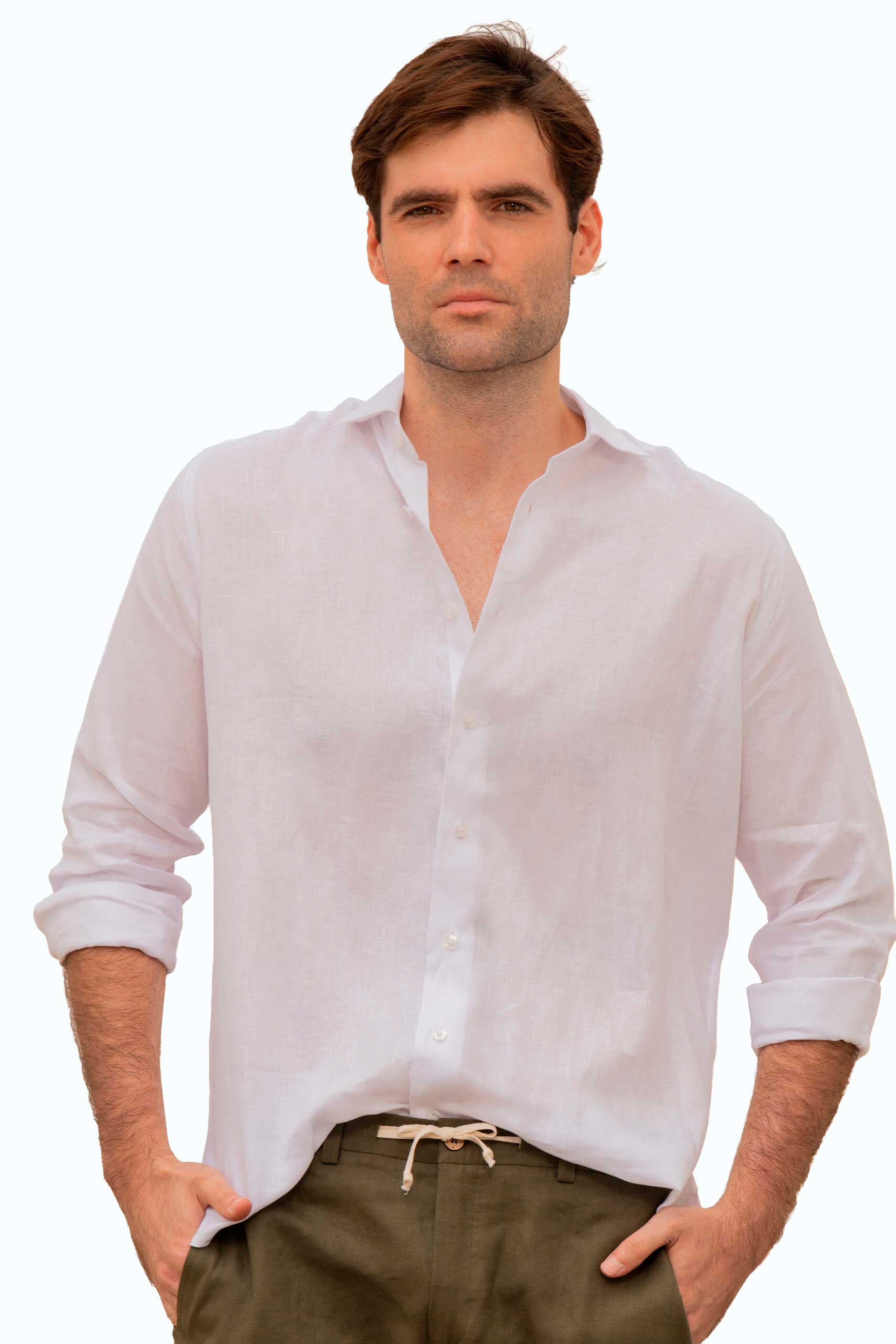 Camisa Classic Fit 100% Lino Blanco