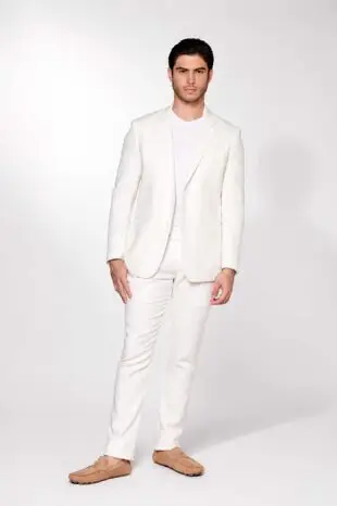 Traje Slim Fit 100% Lino Marfil