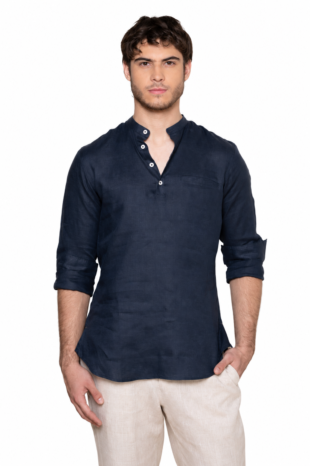 Camisa Mykonos Lino Azul Navy