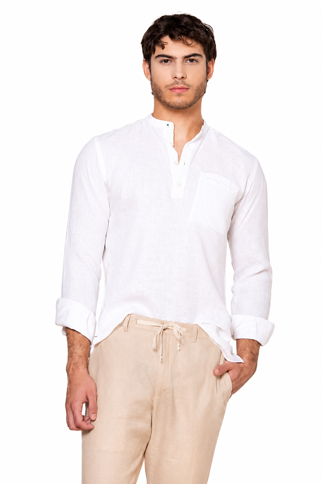 Camisa Mykonos Lino Blanco