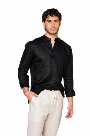 Camisa Mykonos Lino Negro